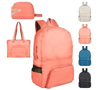 Mochila plegable ultra ligera de 25 L, pequeña y resistente al agua, mochila compactable para hombres y mujeres, ideal para acampada, senderismo, viajes, caminatas, ciclismo, compras, rosa, Talla