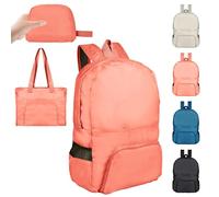Mochila plegable ultraligera de 25 L, mochila pequeña, resistente al agua, duradera, para mujeres y hombres, al aire libre, camping, senderismo, viajes, senderismo, ciclismo, compras, rosa, Talla