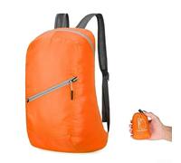 Mochila plegable ultraligera para la escuela, oficina, viajes, senderismo, camping, excursiones de un día, compacta, menos de 20 L, nailon y poliéster, diseño de tela (naranja)