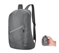 Mochila plegable ultraligera para la escuela, oficina, viajes, senderismo, camping, excursiones de un día, compacta, menos de 20 L, nailon y poliéster, diseño de tela (gris)