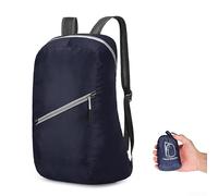 Mochila plegable ultraligera para la escuela, oficina, viajes, senderismo, camping, excursiones de un día, compacta, menos de 20 L, diseño de tela de nailon y poliéster (azul oscuro)