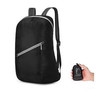 Mochila plegable ultraligera para la escuela, oficina, viajes, senderismo, camping, excursiones de un día, compacta, de menos de 20 L, nailon, poliéster, diseño de tela de piel (negro)
