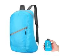 Mochila plegable ultraligera para viajes, escuela, senderismo, camping con nailon resistente al agua, menos de 20 L para deportes al aire libre (azul)