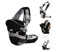 Mochila porta bebé Lleva 2 en 1 bolsa para el vientre y la cadera de 3 meses a 1 año, color:negro