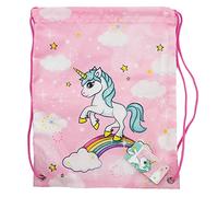 Stor Mochila porta merienda para niños y niñas - bolsa de cuerdas para merienda infantil - bolsa saco para el almuerzo de Unicornios y Arco Iris y Arco Iris
