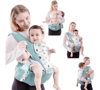 Mochila portabebés ergonómica 6 en 1 con asiento de cadera, bolsillo con correa ajustable y baberos de malla cómoda para bebés de 3 a 36 meses, 7 a 44 libras, color verde