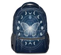 Mochila psicodélica, diseño de mariposa, fase lunar, floral, cielo nocturno profundo, estampado alquímico estrellado, para adolescentes y niños, Color5, L