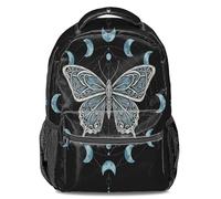 Mochila psicodélica, diseño de mariposa, fase lunar, floral, cielo nocturno profundo, estampado alquímico estrellado, para adolescentes y niños, Color4, L