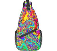 Mochila psicodélica Trippy Sling, Casual Crossbody Shoulder Backpack Sling Bag Chest Daypack para Hombres, Mujeres, Deporte, Senderismo, Gimnasio