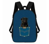 Mochila Pug Negro Mochila Escolar Prácticadaypack Unisex Mochilas Escolares para Portátil Senderismo Escolar