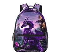 Mochila Purple Dragon and Castle para portátil, bolsa de viaje, mochila informal para el día a día para hombres y mujeres, 15,7 pulgadas.