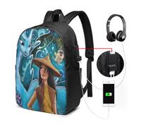 Mochila Raya And The Last Dragon de 17", resistente al agua, antirrobo, con puerto USB, para portátil, para hombres y mujeres, compatible con Raya