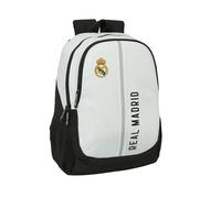MOCHILA REAL MADRID,MOCHILA GRANDE 38/42cm BLANCA NEGRA,MEDIDAS 38x32x12cm/42X32X15CM,SAFTA FESPU