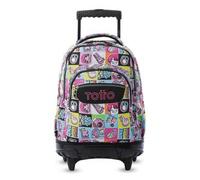TOTTO - Mochila Escolar con Ruedas, Modelo Renglones, Capacidad 26,21 Litros, Bolsillo para PC 14", Bolsillo Botella, Correas en S para Mayor Comodidad, Resistente, Estampado K-Pop Rosa