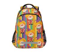 Mochila retro con diseño de dibujos animados de colores arcoíris con correa para el pecho, bolsa para libros para niños y niñas de sexto grado