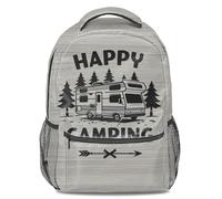 Mochila retro con estampado de furgoneta de madera, poliéster ecológico, ideal para entusiastas del aire libre, 04., L