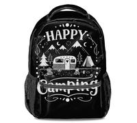 Mochila retro con estampado de furgoneta de madera, poliéster ecológico, ideal para entusiastas del aire libre, 05., L