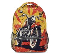 Mochila retro con estampado de motocicleta, mochila de estilo universitario, mochila de viaje con diseño de atardecer degradado, Estampado 4, 44