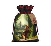 Mochila roja con ardilla, bolsa navideña con cordón ajustable, ideal para cumpleaños, aniversarios y fiestas. También sirve para guardar dulces y otras cosas.