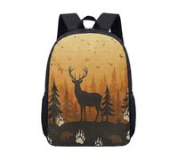 Mochila rústica con estampado de oso de ciervo de 17 pulgadas, mochila escolar vintage para niños, adolescentes, estudiantes, naturaleza, vida silvestre, familia de osos bienvenidos a nuestra cabaña