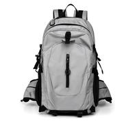 Mochila Senderismo de poliéster, 20L Mochila con Alivio de Carga Unisex para Trekking, Bolso de Viaje Ligero con Compartimentos Múltiples para Montañismo y Deporte Aire Libre (Blanco Gris,30x16x50 cm)