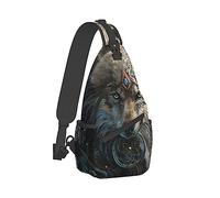 Mochila Sling Bag para hombres, mujeres, multipropósito, antirrobo, para deportes al aire libre, mochila de viaje, mochila táctica, Warrior Wolf Totem Spirit Animal Chest Day Bag Mochila