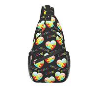 Mochila Sling, para Concientización sobre el Autismo Colorido Piezas de Rompecabezas Corazón, Bolso Bandolera Multiusos Mochila de Viaje Senderismo Mochila Antirrobo