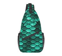 Mochila Sling, para Escamas De Pescado De Sirena Verde Turquesa Esmeralda, Bolso Bandolera Multiusos Mochila De Viaje Senderismo Mochila Antirrobo