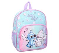 Mochila Stitch y Ángel Hello Cutie de Disney Lilo & Stitch - Mochila para niños | Escuela | Guardería - Color Rosa - Dimensiones 29 x 23 x 8 cm