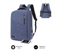 Mochila Subblim City Backpack para Portátiles hasta 15.6'/ Puerto USB/ Azul