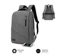Mochila Subblim City Backpack para Portátiles hasta 15.6'/ Puerto USB/ Gris