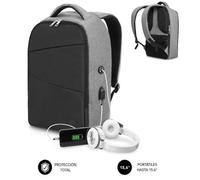 Mochila Subblim Secure V2 AP para Portátiles hasta 15.6'/ Puerto USB/ Antirrobo/ Gris