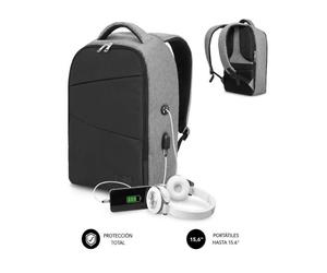 Mochila Subblim Secure V2 AP para Portátiles hasta 15.6"/ Puerto USB/ Antirrobo/ Gris