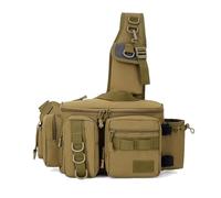 Mochila Táctica con Correa para El Hombro, Mochila Multifuncional Resistente Al Agua para Aparejos de Pesca, Ideal para Deportes al Aire Libre y Senderismo(Brown)