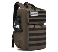 Mochila táctica militar para hombre, impermeable, mochila de asalto de 3 días, bolsa Molle con soporte para botella de agua (café, 25 L)