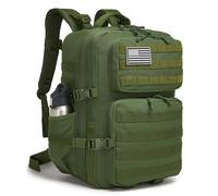 Mochila táctica militar para hombre, impermeable, mochila de asalto de 3 días, bolsa Molle con soporte para botella de agua (verde militar, 50 L)