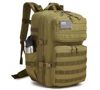 Mochila táctica militar para hombre, impermeable, mochila de asalto de 3 días, bolsa Molle con soporte para botella de agua (caqui, 50 L)