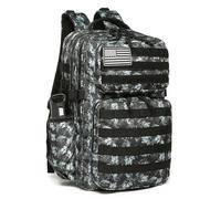 Mochila táctica militar para hombre, impermeable, mochila de asalto de 3 días, bolsa Molle con soporte para botella de agua (hoja de arce gris, 35 L)
