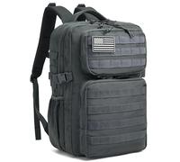 Mochila táctica militar para hombre, impermeable, paquete de asalto de 3 días, bolsa de molle con soporte para botella de agua, gris, 35L