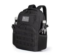Mochila táctica militar para hombres, mochila negra de viaje con soporte para botellas en ambos lados, mochila pequeña para portátil de 25 l para trabajo, bolsa de asalto para hombres, Negro -, Negro