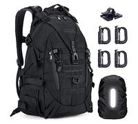 Mochila Tactica Militar PequeñA 25-30 L Hombre Mujer Outdoor Deporte Senderismo Upervivencia MontañA Moto Mochila TáCtica Molle Con 4 Hebillas En Forma De D Y Cubierta Para La Lluvia (Negro)