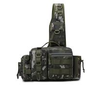 Mochila Táctica Multiusos de Camuflaje para Exteriores, Riñonera de Pesca, Bolso Cruzado, Organizador de Caja de Aparejos de Pesca con Soporte para Caña y Equipo.(Color-7)