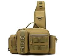 Mochila Táctica Multiusos de Camuflaje para Exteriores, Riñonera de Pesca, Bolso Cruzado, Organizador de Caja de Aparejos de Pesca con Soporte para Caña y Equipo.(Color-2)
