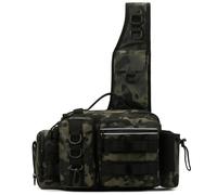 Mochila Táctica Multiusos de Camuflaje para Exteriores, Riñonera de Pesca, Bolso Cruzado, Organizador de Caja de Aparejos de Pesca con Soporte para Caña y Equipo.(Color-3)