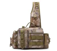 Mochila Táctica Multiusos de Camuflaje para Exteriores, Riñonera de Pesca, Bolso Cruzado, Organizador de Caja de Aparejos de Pesca con Soporte para Caña y Equipo.(.Color-5)