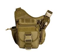 Mochila Táctica Tipo Mensajero para CáMara, Estilo Militar, Ideal para Ciclismo Camping Viajes Ejercicio y Actividades Al Aire Libre(Brown)