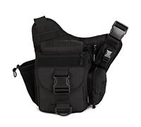 Mochila Táctica Tipo Mensajero para CáMara, Estilo Militar, Ideal para Ciclismo Camping Viajes Ejercicio y Actividades Al Aire Libre(Black)