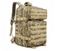 Mochila Tácticas Militar, 50L Bolsa equipaje de mano, cabina, Crossfit, Plegable Impermeable Supervivencia, Montañismo, Senderismo, Trekking, Acampada, Aventura o Viajes avión (Camuflaje con Beige)