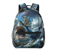 Mochila Tiburón Feroz: Dramático Ataque De Animal Marino Backpack Campamento Mochilas Unisex Mochilas Escolares para Aire Libre Escolar Travel