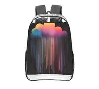Mochila transparente de lluvia arcoíris colorida de 16 pulgadas, bolsa de PVC transparente aprobada para estadios, bolsillo frontal con estampado personalizado, mochila ligera de viaje, unisex